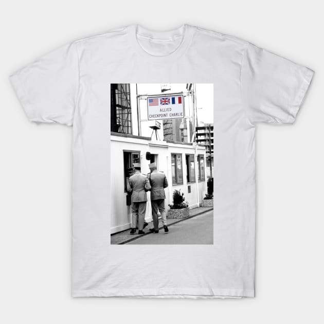 Cold War Berlin, Checkpoint Charlie T-Shirt by geoffshoults